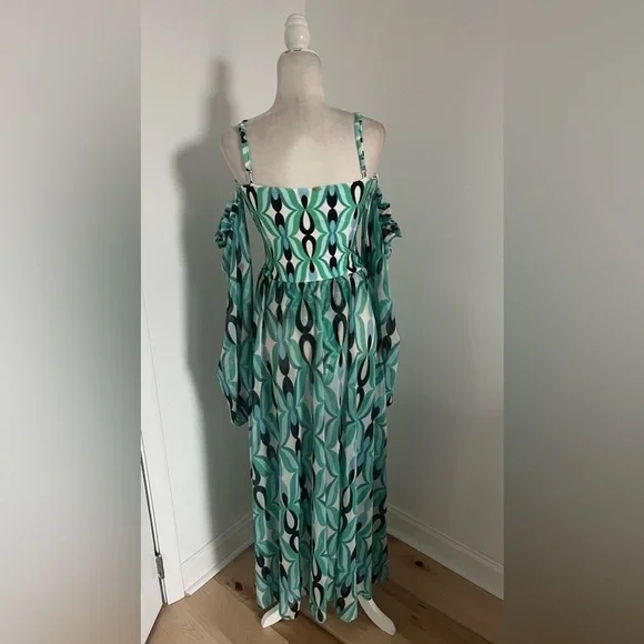 PATBO Wist Long Sleeve Lace Up Maxi Dress